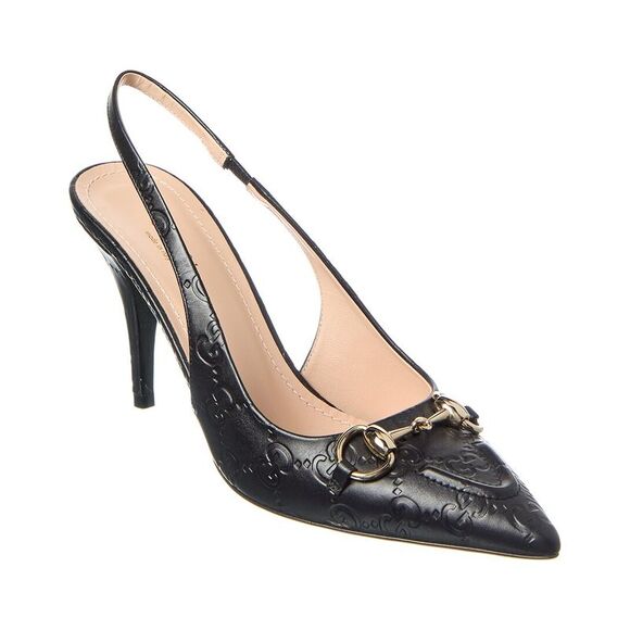 Gucci Horsebit Leather Slingback Pump Black